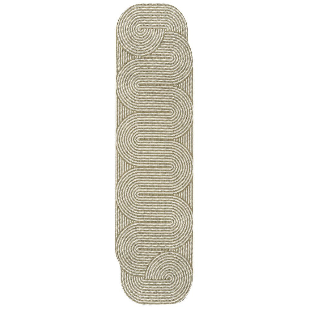 Cream/Natural 2 ft. x 8 ft. Indoor/Outdoor Shaped Runner Rug. Picture 1