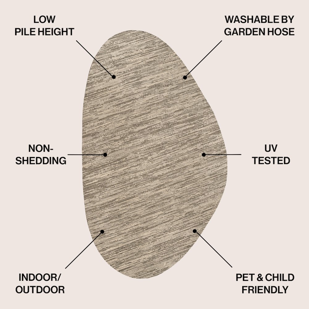 Callan Modern Rustic Abstract Beige  Indoor/Outdoor Shaped  Rug. Picture 2