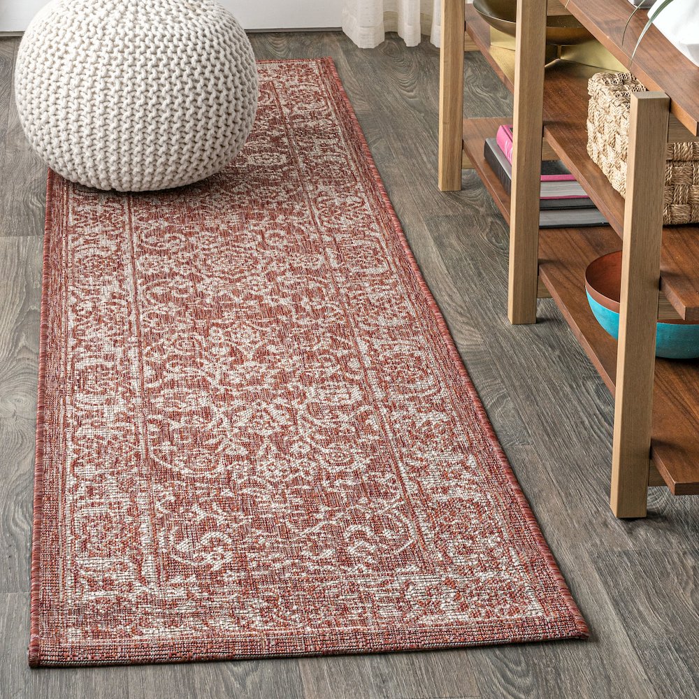 Tela Bohemian Textured Weave Floral Indoor/Outdoor Area Rug. Picture 2