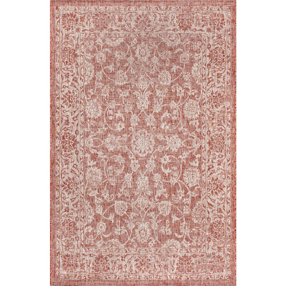 Tela Bohemian Textured Weave Floral Indoor/Outdoor Area Rug. Picture 1
