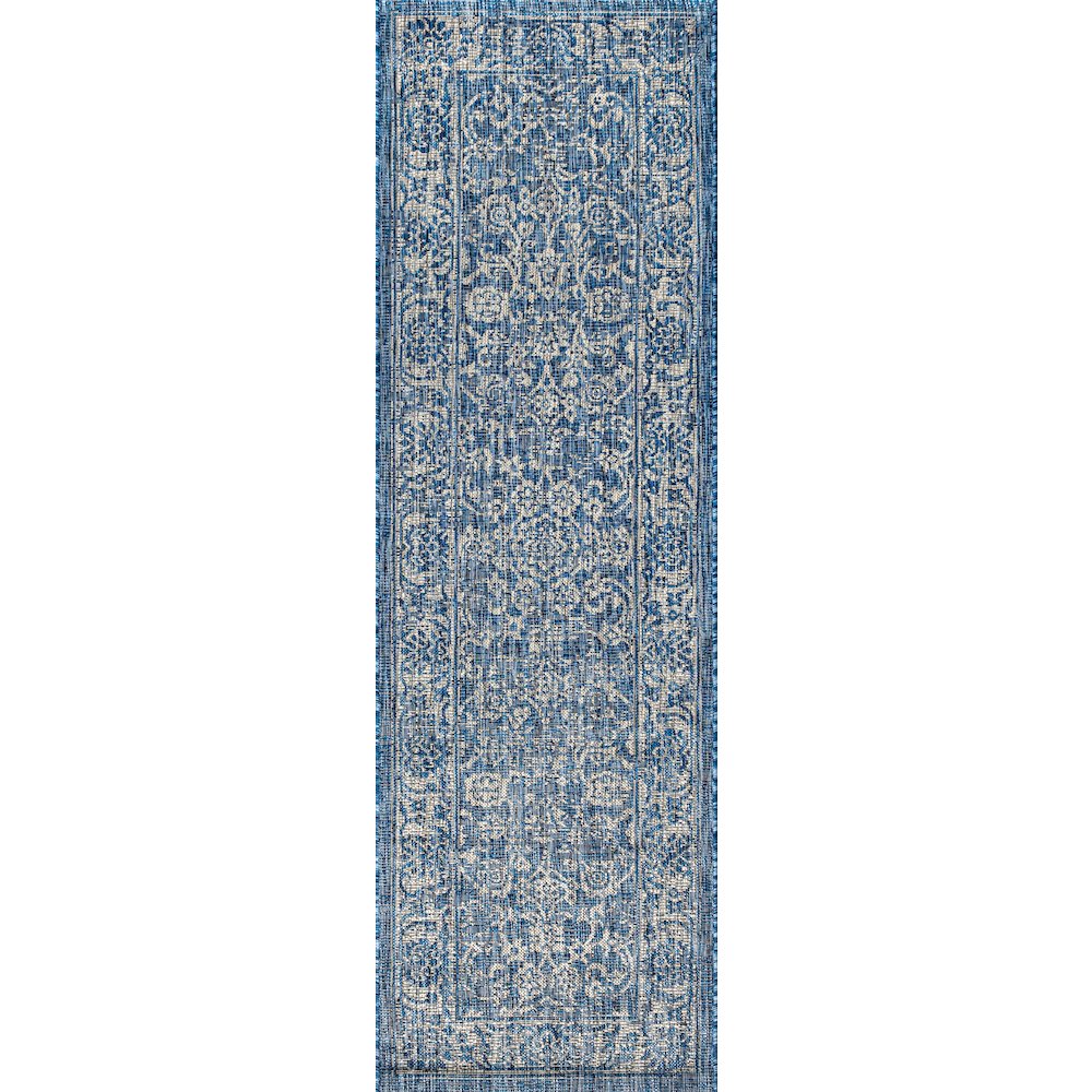 Tela Bohemian Textured Weave Floral Indoor/Outdoor Area Rug. Picture 1