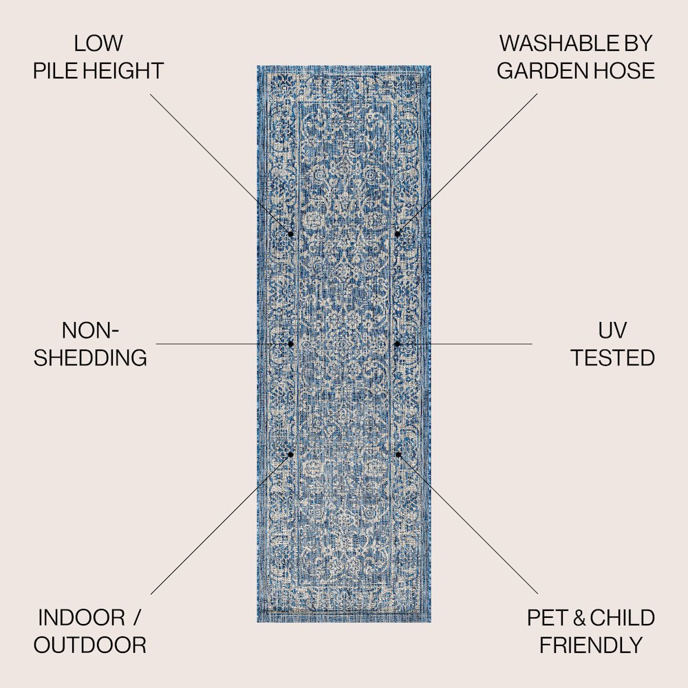 Tela Bohemian TetuWeave FloralIndoor/Outdoor Runner Rug. Picture 2