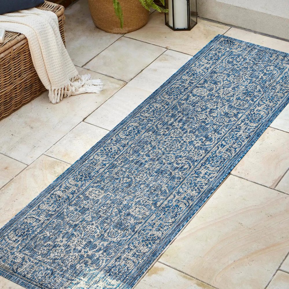 Tela Bohemian TetuWeave FloralIndoor/Outdoor Runner Rug. Picture 1