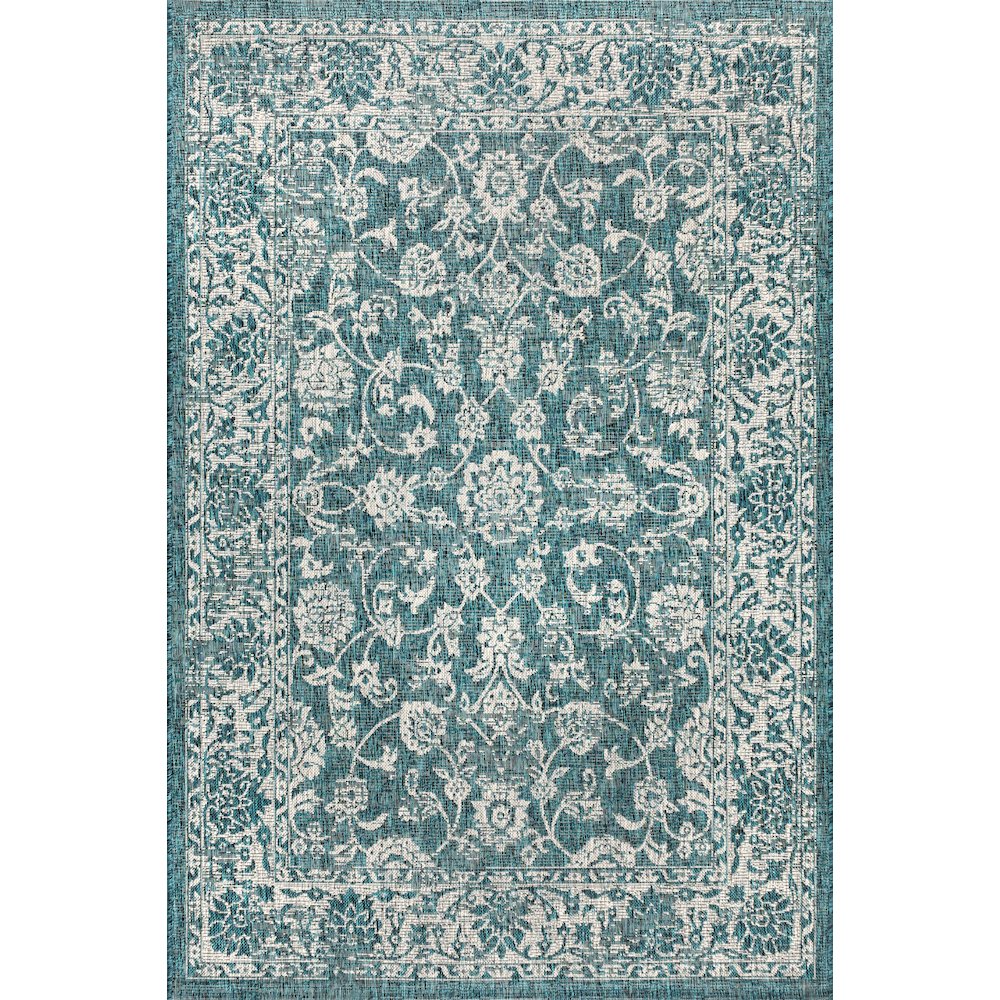 Tela Bohemian Textured Weave Floral Indoor/Outdoor Area Rug. Picture 1