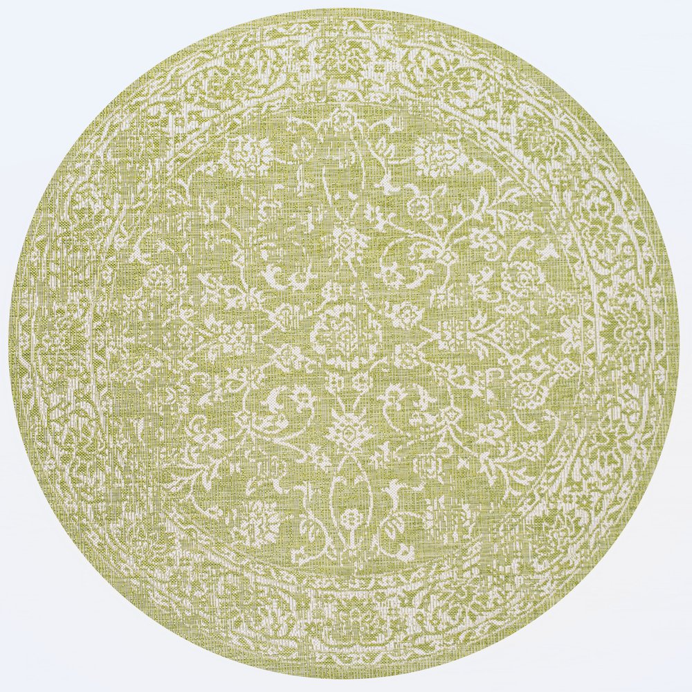 Tela Bohemian Textured Weave Floral Indoor/Outdoor Area Rug. Picture 1