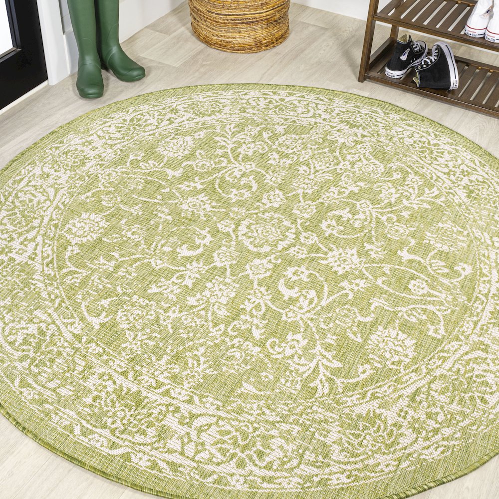 Tela Bohemian Textured Weave Floral Indoor/Outdoor Area Rug. Picture 2