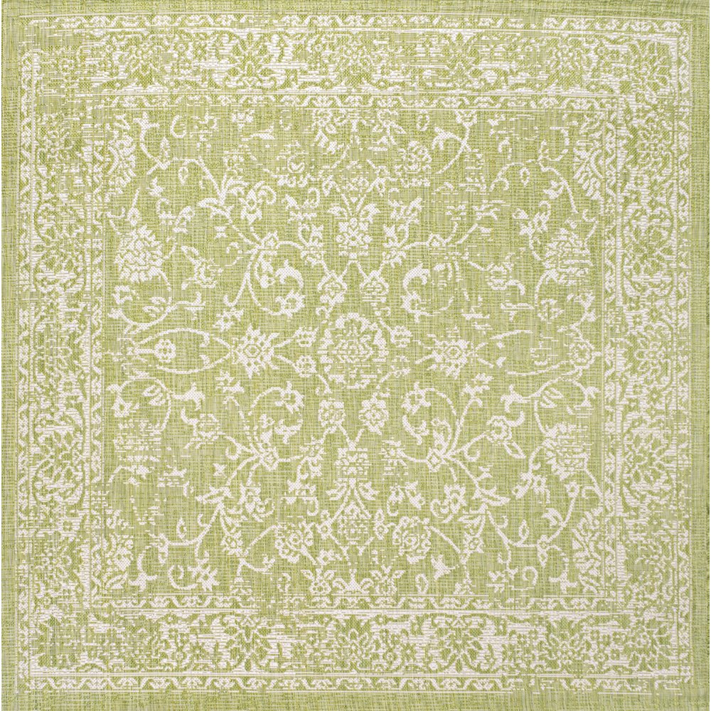 Tela Bohemian Textured Weave Floral Indoor/Outdoor Area Rug. Picture 1