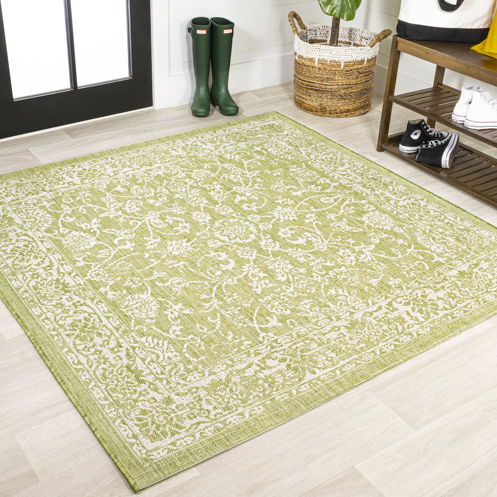 Tela Bohemian Textured Weave Floral Indoor/Outdoor Area Rug. Picture 2