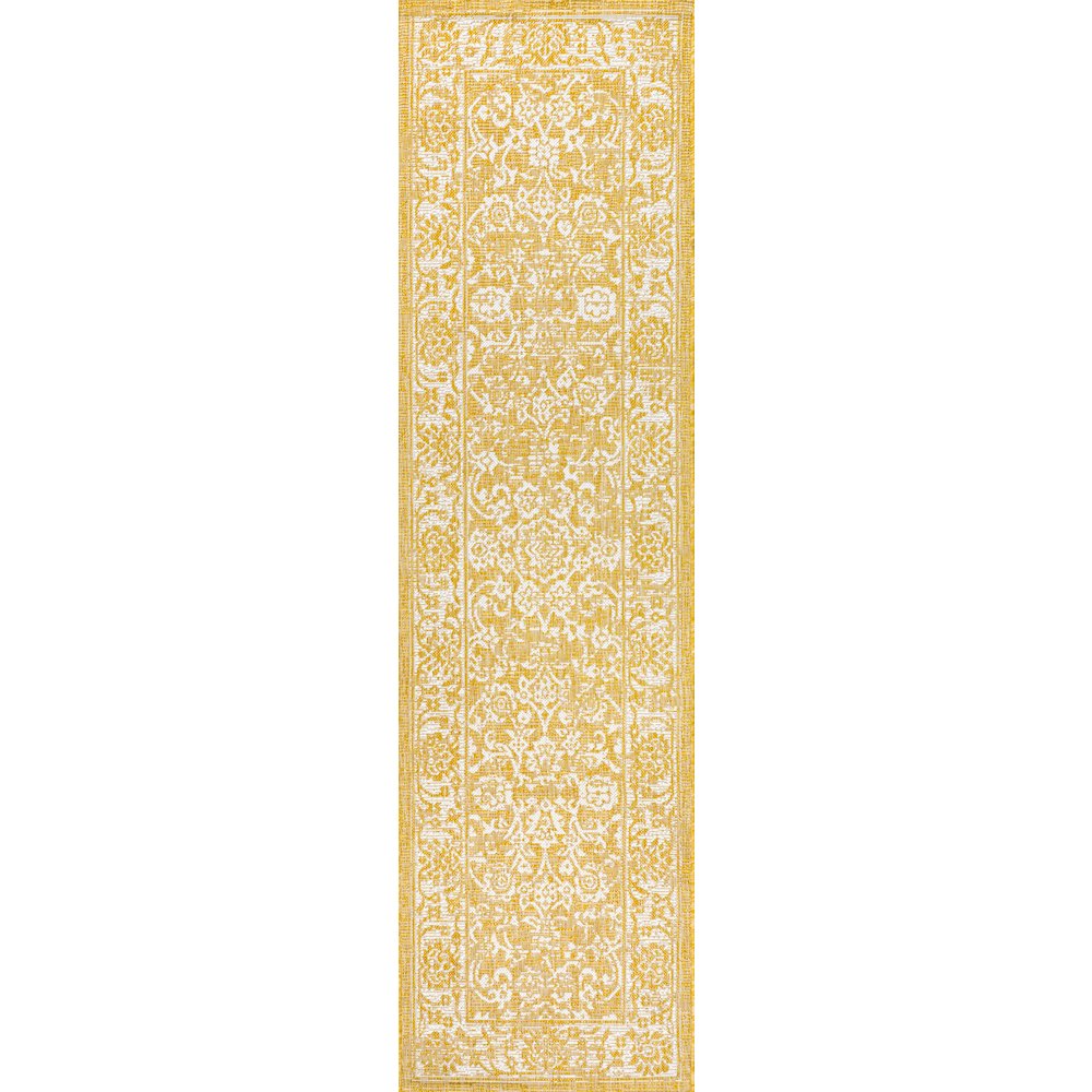 Tela Bohemian Textured Weave Floral Indoor/Outdoor Area Rug. Picture 1