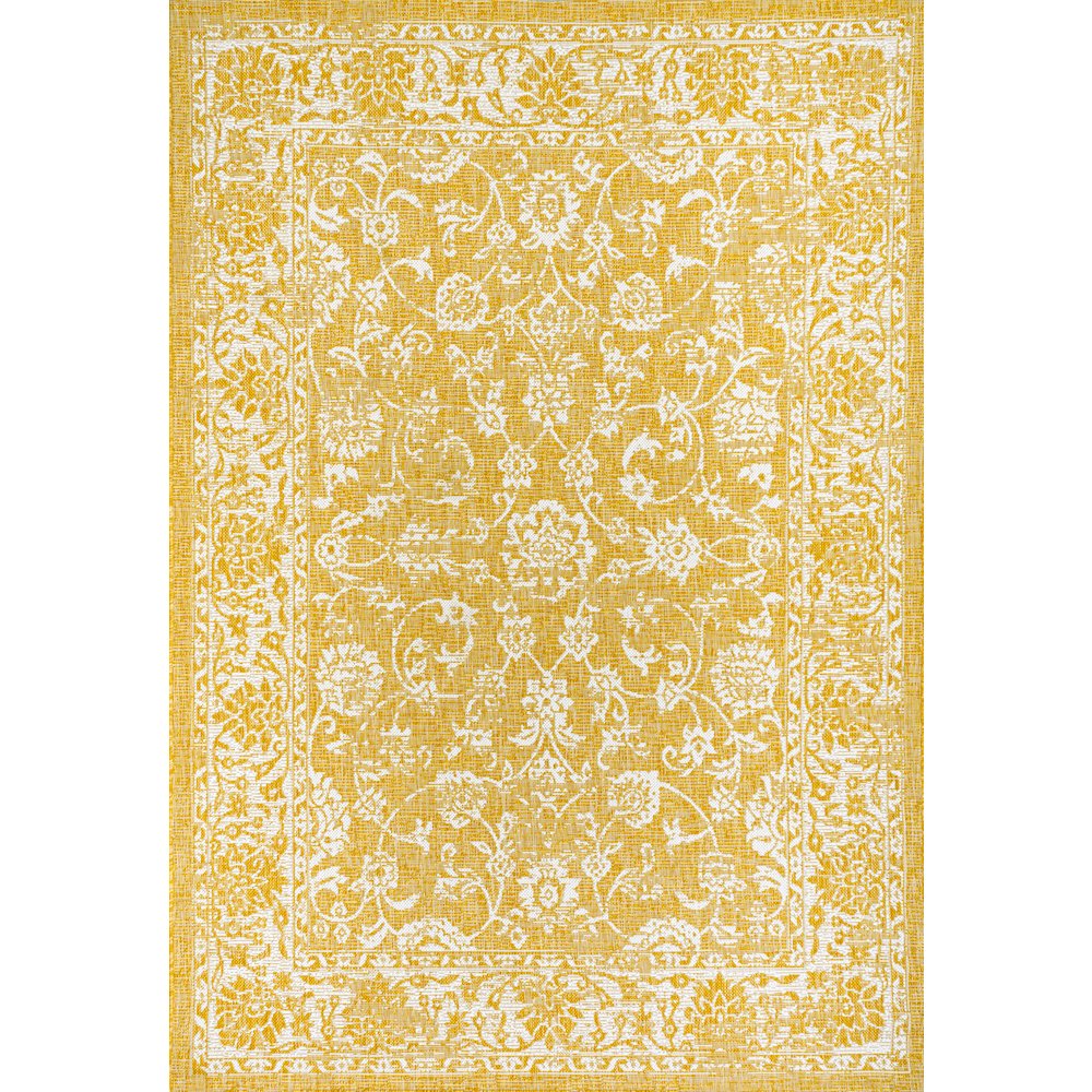 Tela Bohemian Textured Weave Floral Indoor/Outdoor Area Rug. Picture 1
