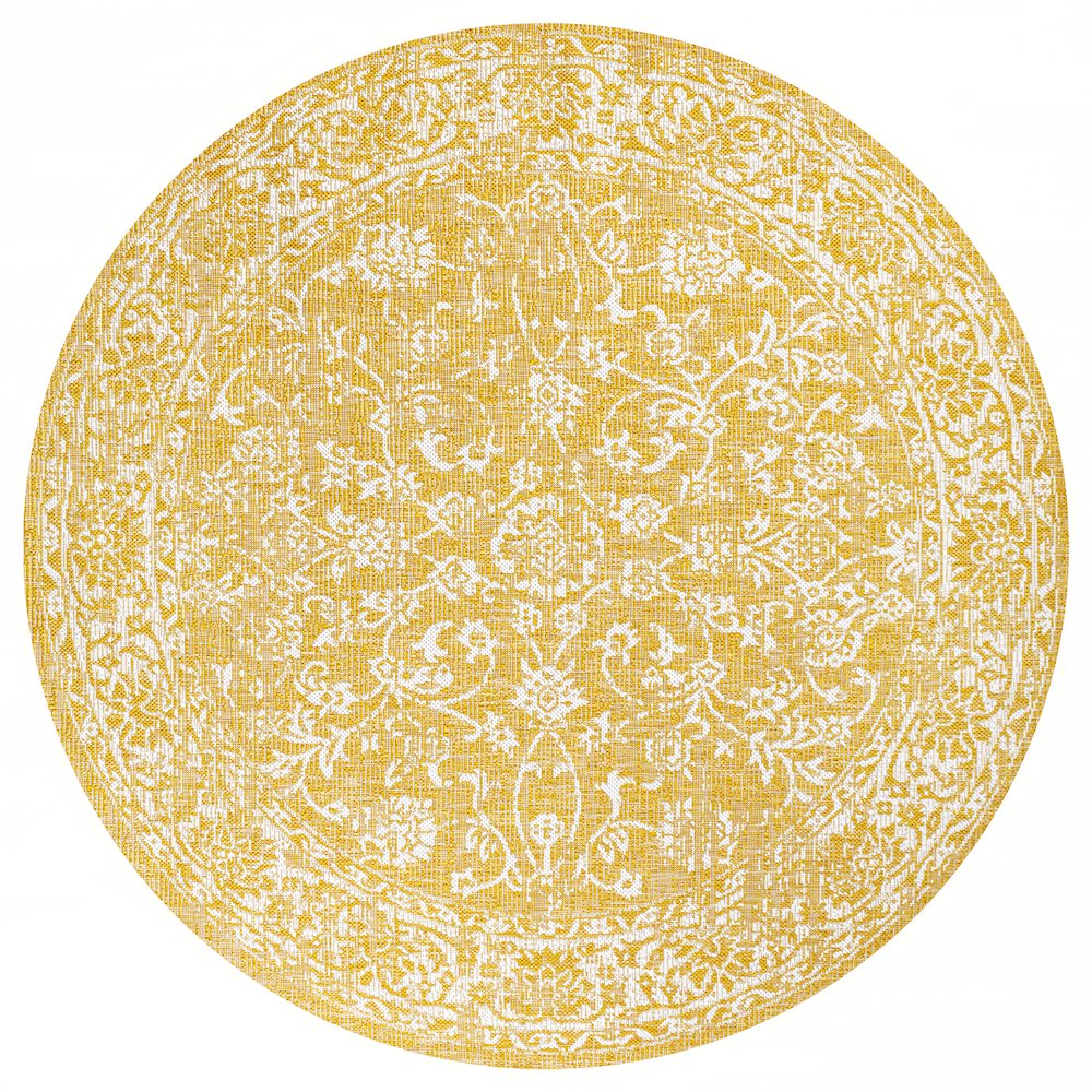 Tela Bohemian Textured Weave Floral Indoor/Outdoor Area Rug. Picture 1