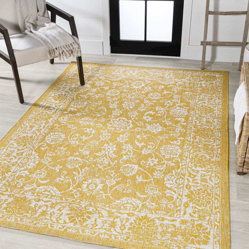 Tela Bohemian Textured Weave Floral Indoor/Outdoor Area Rug. Picture 2