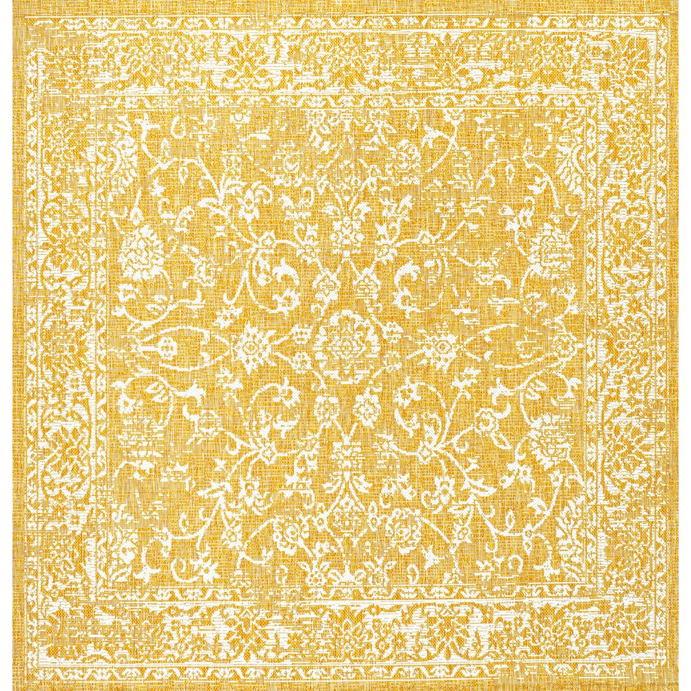 Tela Bohemian Textured Weave Floral Indoor/Outdoor Area Rug. Picture 1