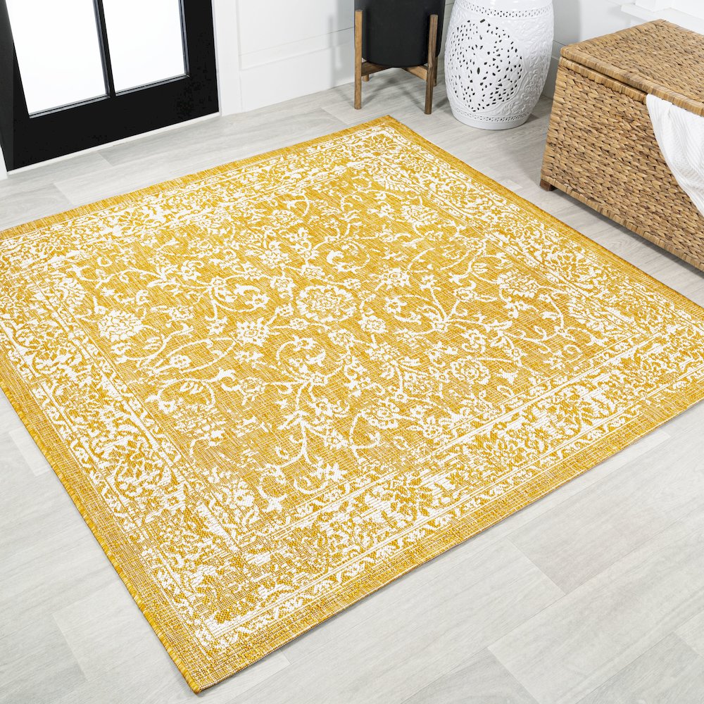 Tela Bohemian Textured Weave Floral Indoor/Outdoor Area Rug. Picture 2