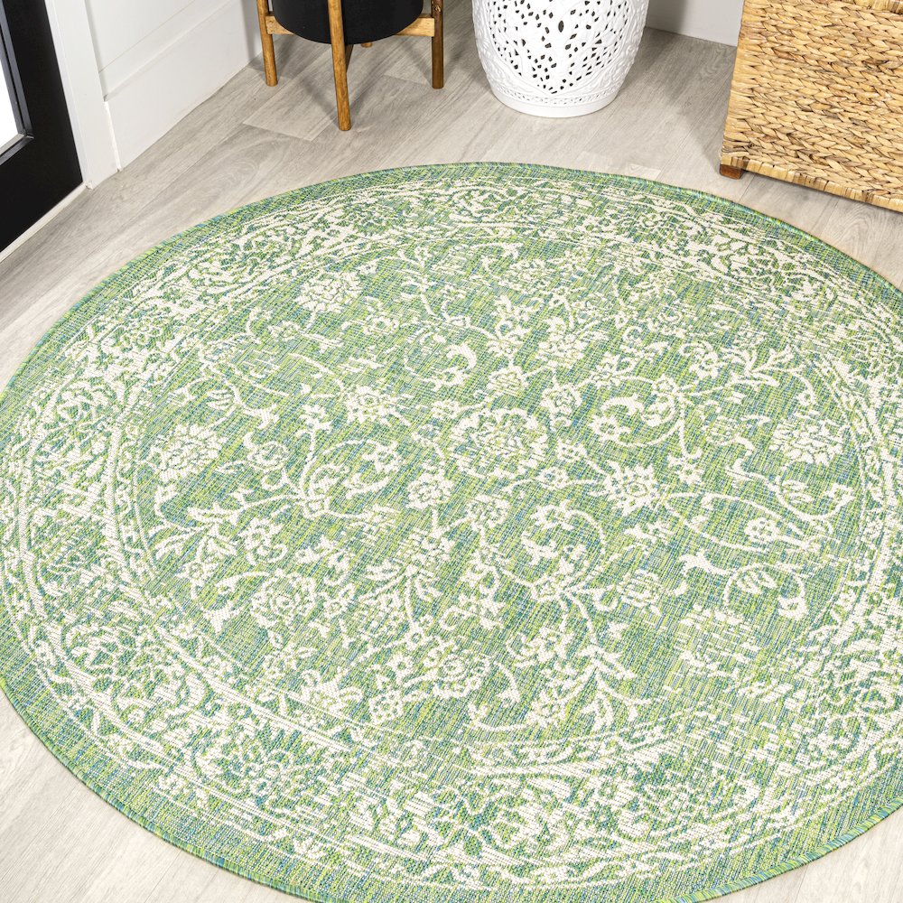 Tela Bohemian Textured Weave Floral Indoor/Outdoor Area Rug. Picture 2