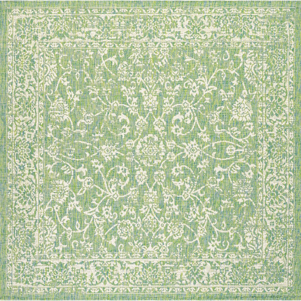 Tela Bohemian Textured Weave Floral Indoor/Outdoor Area Rug. Picture 1