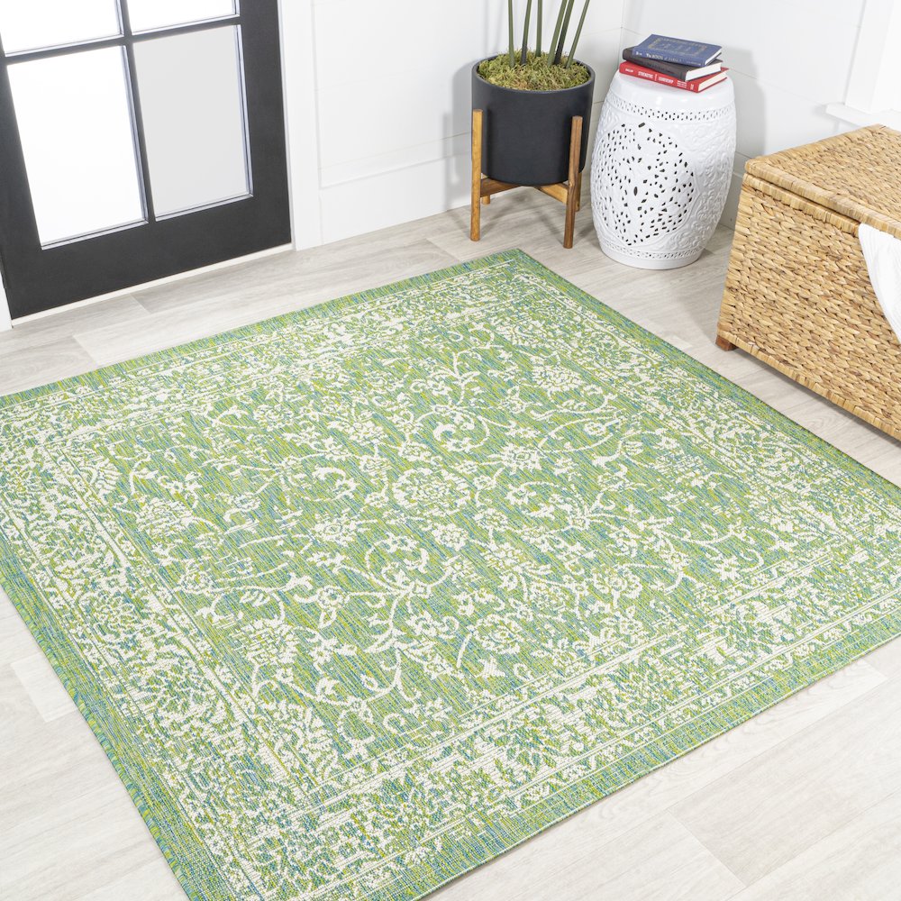 Tela Bohemian Textured Weave Floral Indoor/Outdoor Area Rug. Picture 2
