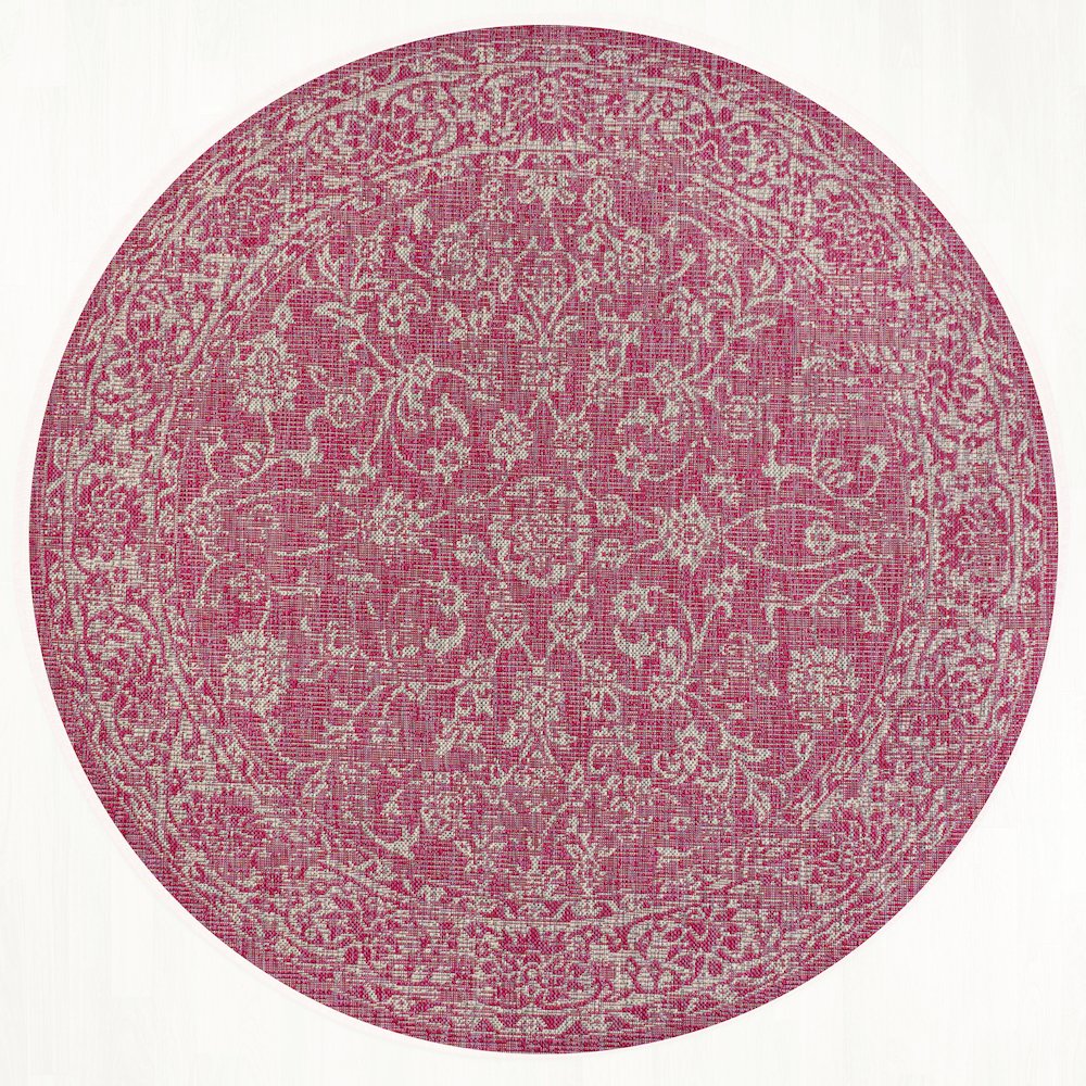 Tela Bohemian Textured Weave Floral Indoor/Outdoor Area Rug. Picture 1