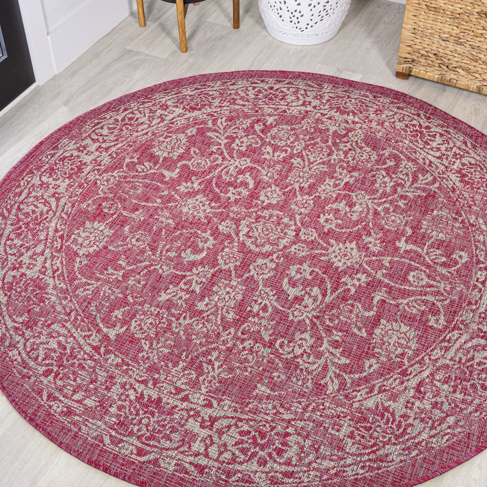Tela Bohemian Textured Weave Floral Indoor/Outdoor Area Rug. Picture 2