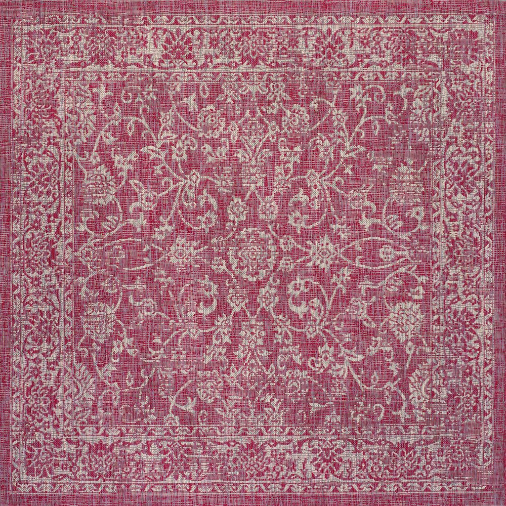 Tela Bohemian Textured Weave Floral Indoor/Outdoor Area Rug. Picture 1