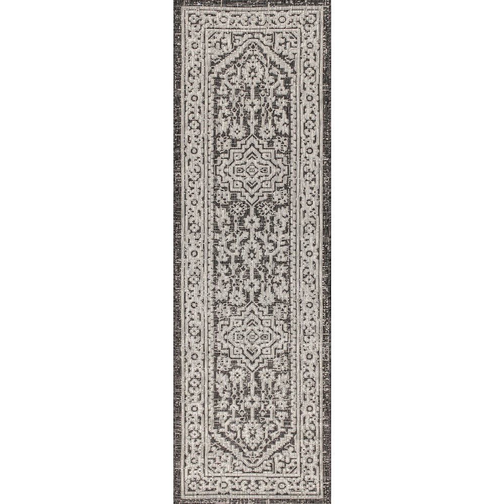 Sinjuri Medallion Textured Weave Indoor/Outdoor Area Rug. Picture 1