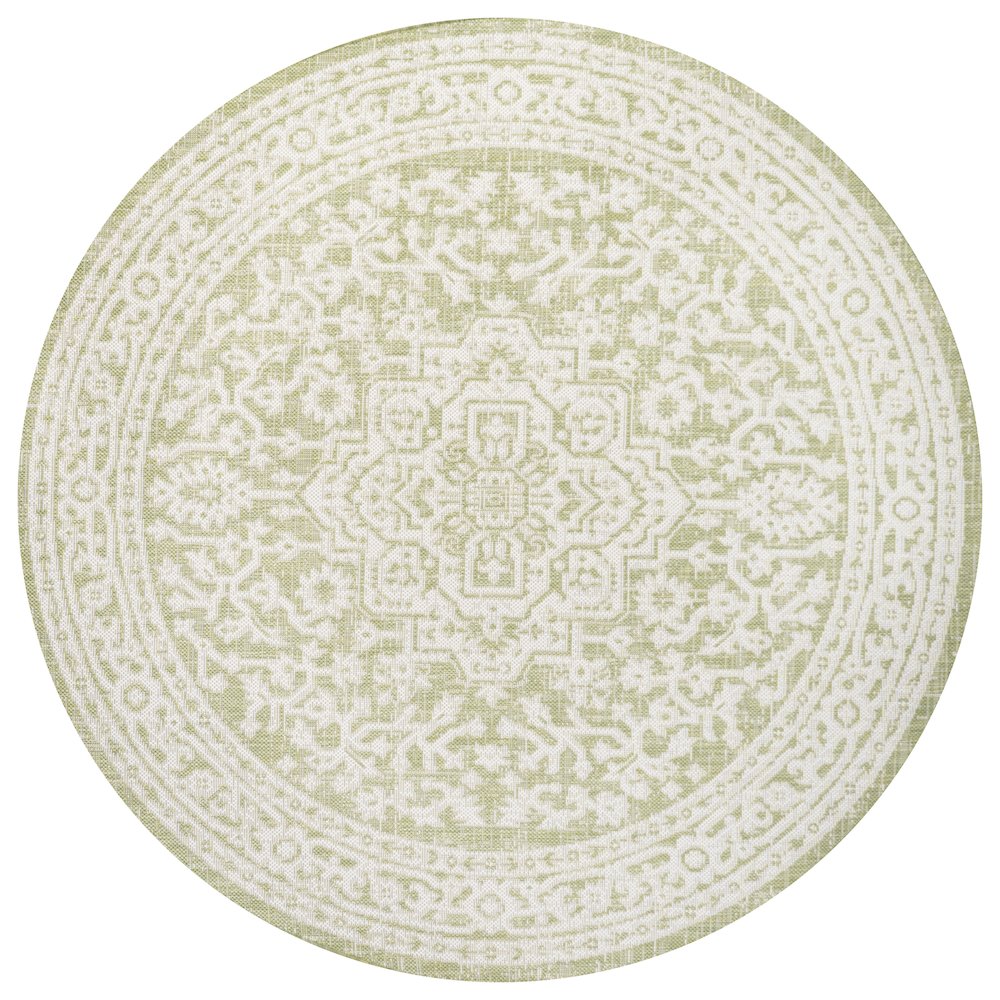 Sinjuri Medallion Textured Weave Indoor/Outdoor Area Rug. Picture 1