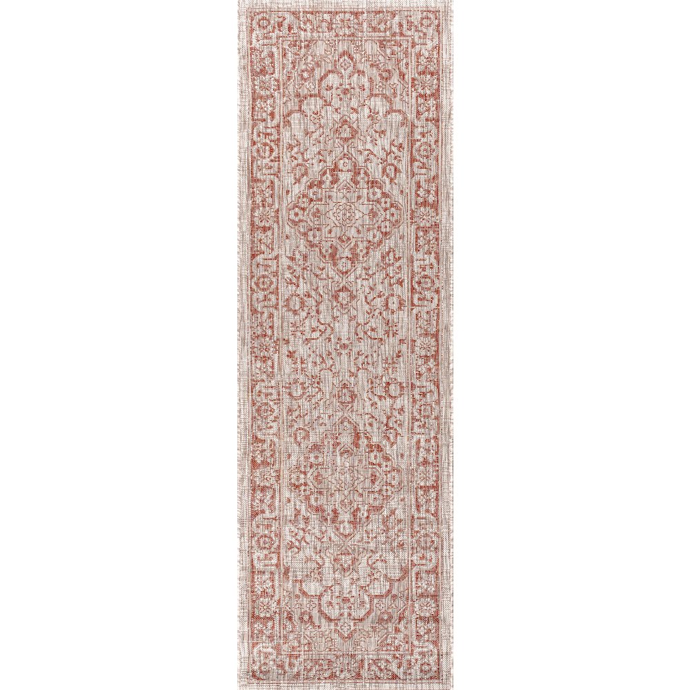 Rozetta Boho Medallion Textured Weave Indoor/Outdoor Area Rug. Picture 1