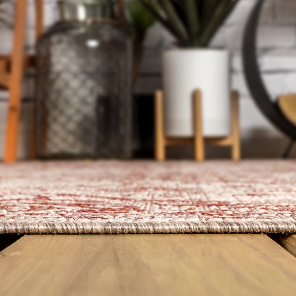 Rozetta Boho Medallion Textured Weave Indoor/Outdoor Area Rug. Picture 9