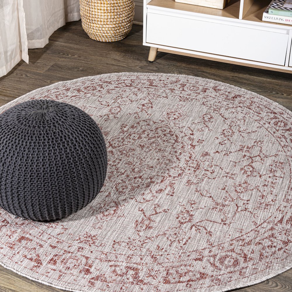 Rozetta Boho Medallion Textured Weave Indoor/Outdoor Area Rug. Picture 2