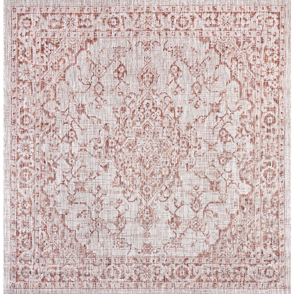 Rozetta Boho Medallion Textured Weave Indoor/Outdoor Area Rug. Picture 1
