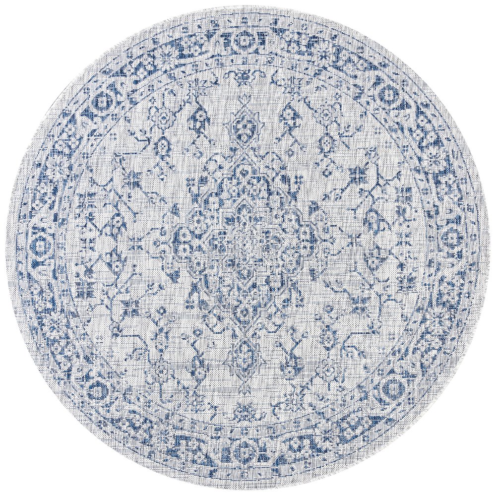 Rozetta Boho Medallion Textured Weave Indoor/Outdoor Area Rug. Picture 1