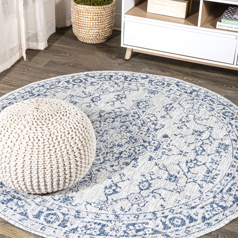 Rozetta Boho Medallion Textured Weave Indoor/Outdoor Area Rug. Picture 2