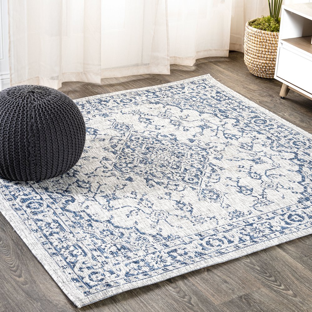 Rozetta Boho Medallion Textured Weave Indoor/Outdoor Area Rug. Picture 2