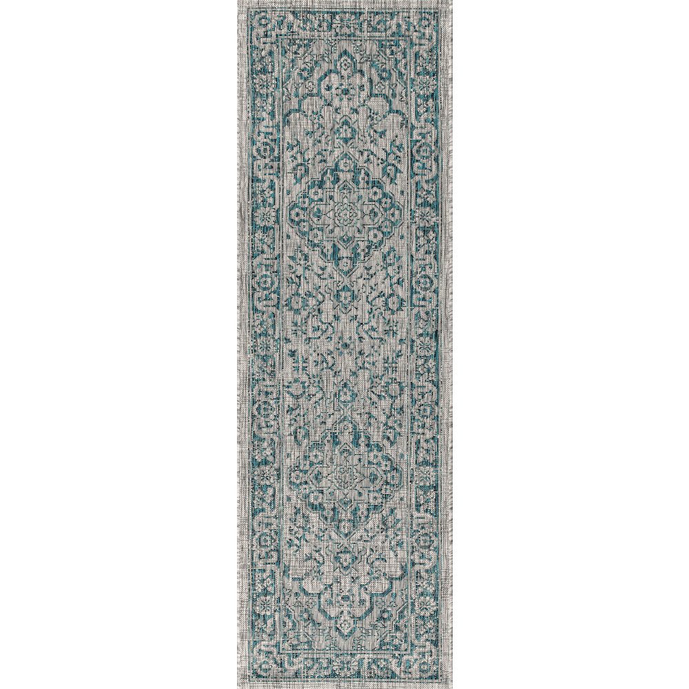 Rozetta Boho Medallion Textured Weave Indoor/Outdoor Area Rug. Picture 1
