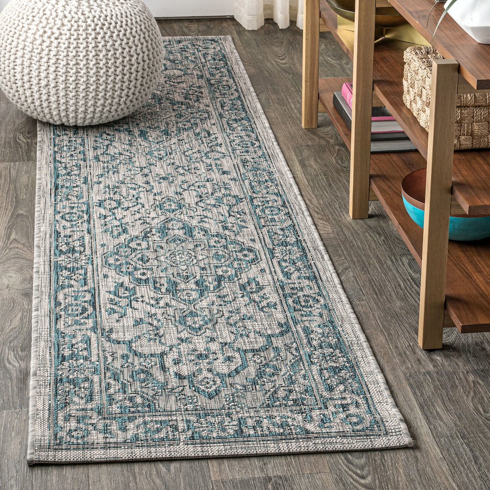 Rozetta Boho Medallion Textured Weave Indoor/Outdoor Area Rug. Picture 2