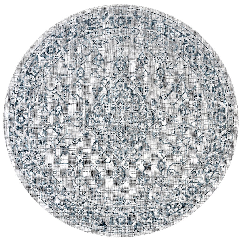 Rozetta Boho Medallion Textured Weave Indoor/Outdoor Area Rug. Picture 1