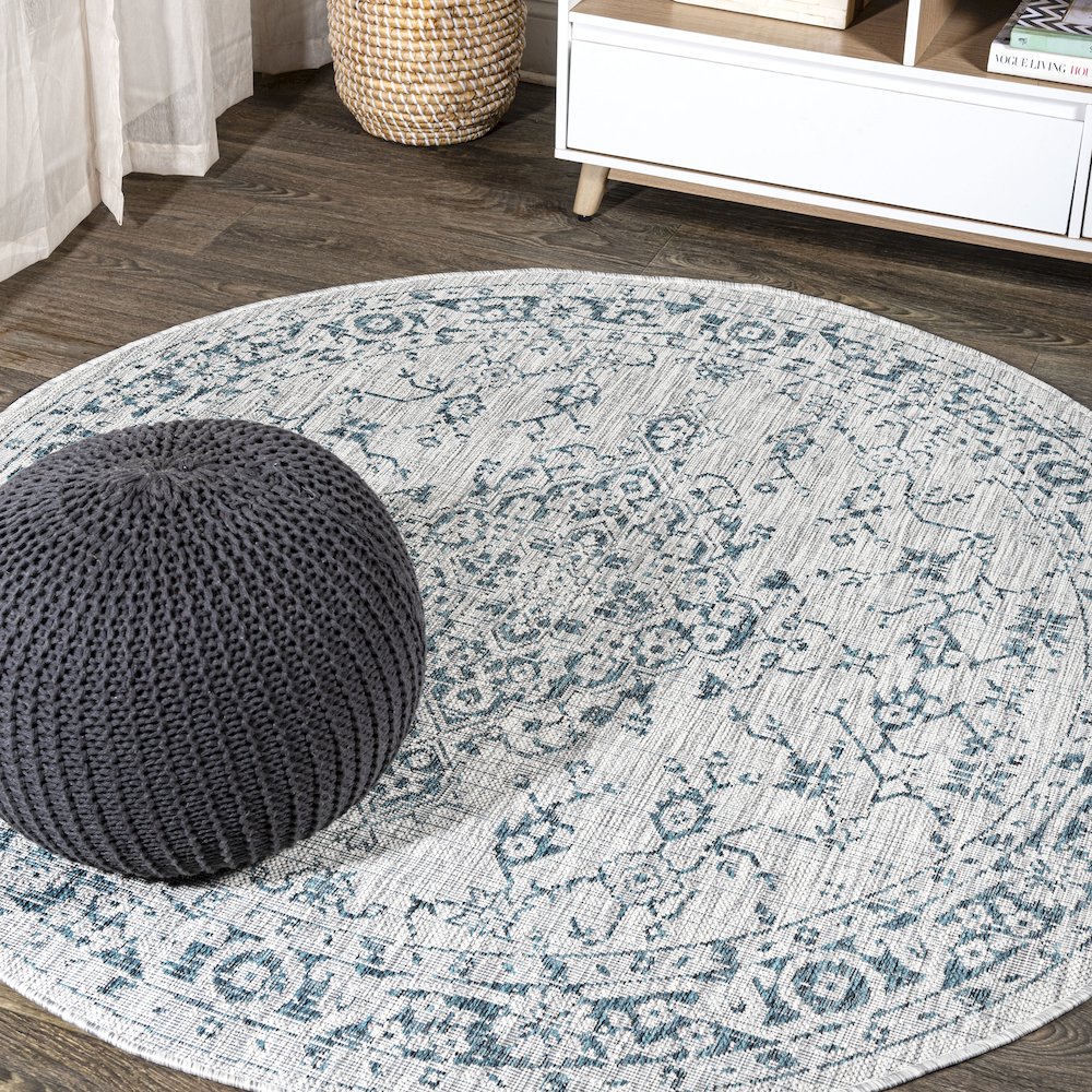 Rozetta Boho Medallion Textured Weave Indoor/Outdoor Area Rug. Picture 2