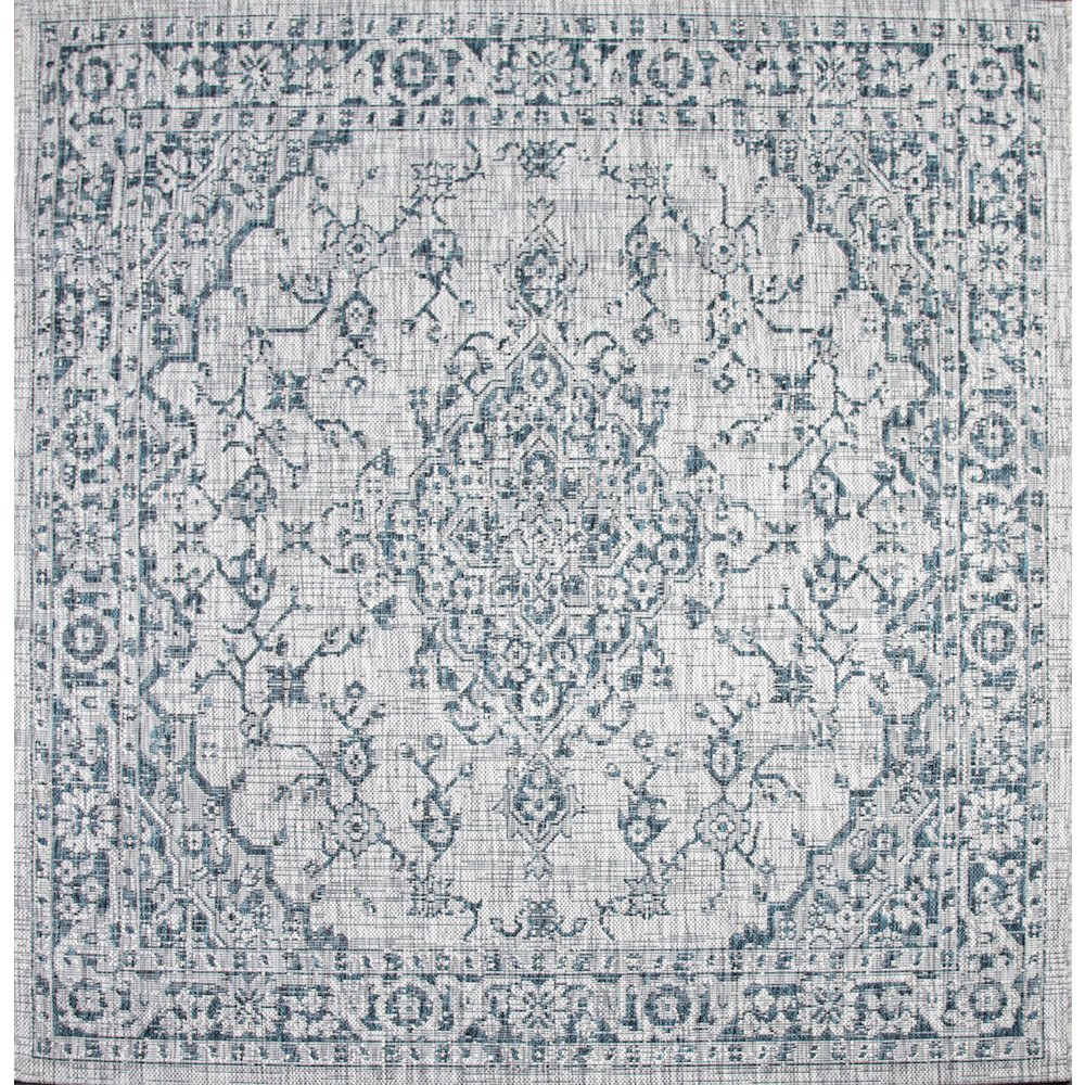 Rozetta Boho Medallion Textured Weave Indoor/Outdoor Area Rug. Picture 1