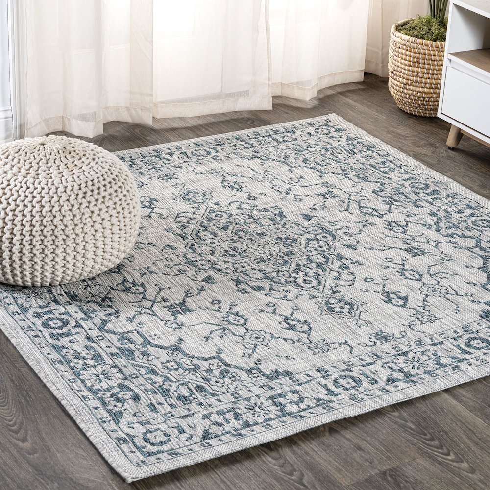 Rozetta Boho Medallion Textured Weave Indoor/Outdoor Area Rug. Picture 2