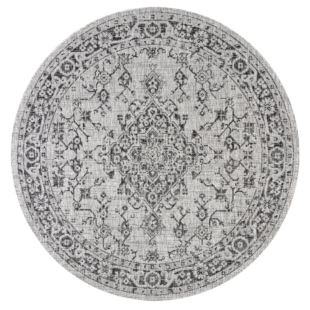 Rozetta Boho Medallion Textured Weave Indoor/Outdoor Area Rug. Picture 1