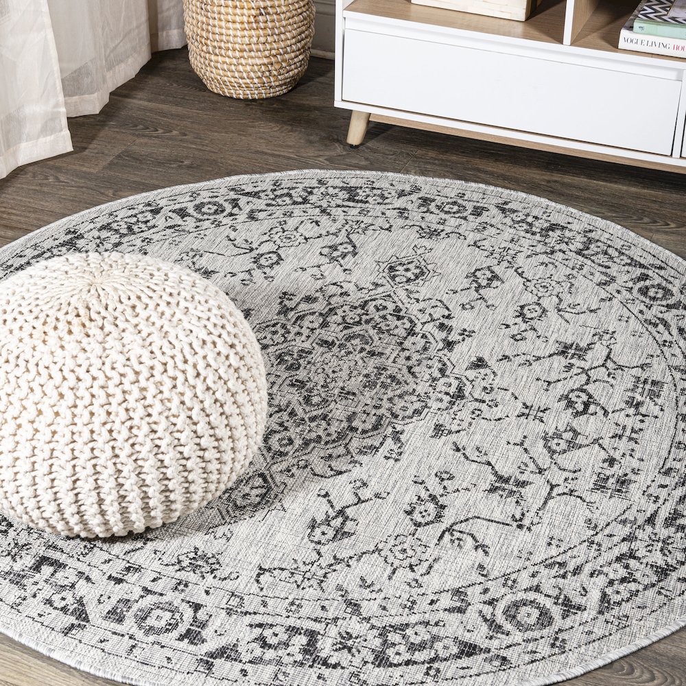 Rozetta Boho Medallion Textured Weave Indoor/Outdoor Area Rug. Picture 2