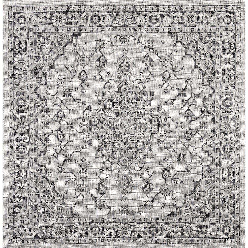 Rozetta Boho Medallion Textured Weave Indoor/Outdoor Area Rug. Picture 1