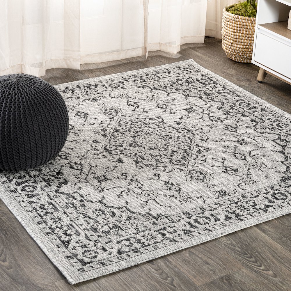 Rozetta Boho Medallion Textured Weave Indoor/Outdoor Area Rug. Picture 2