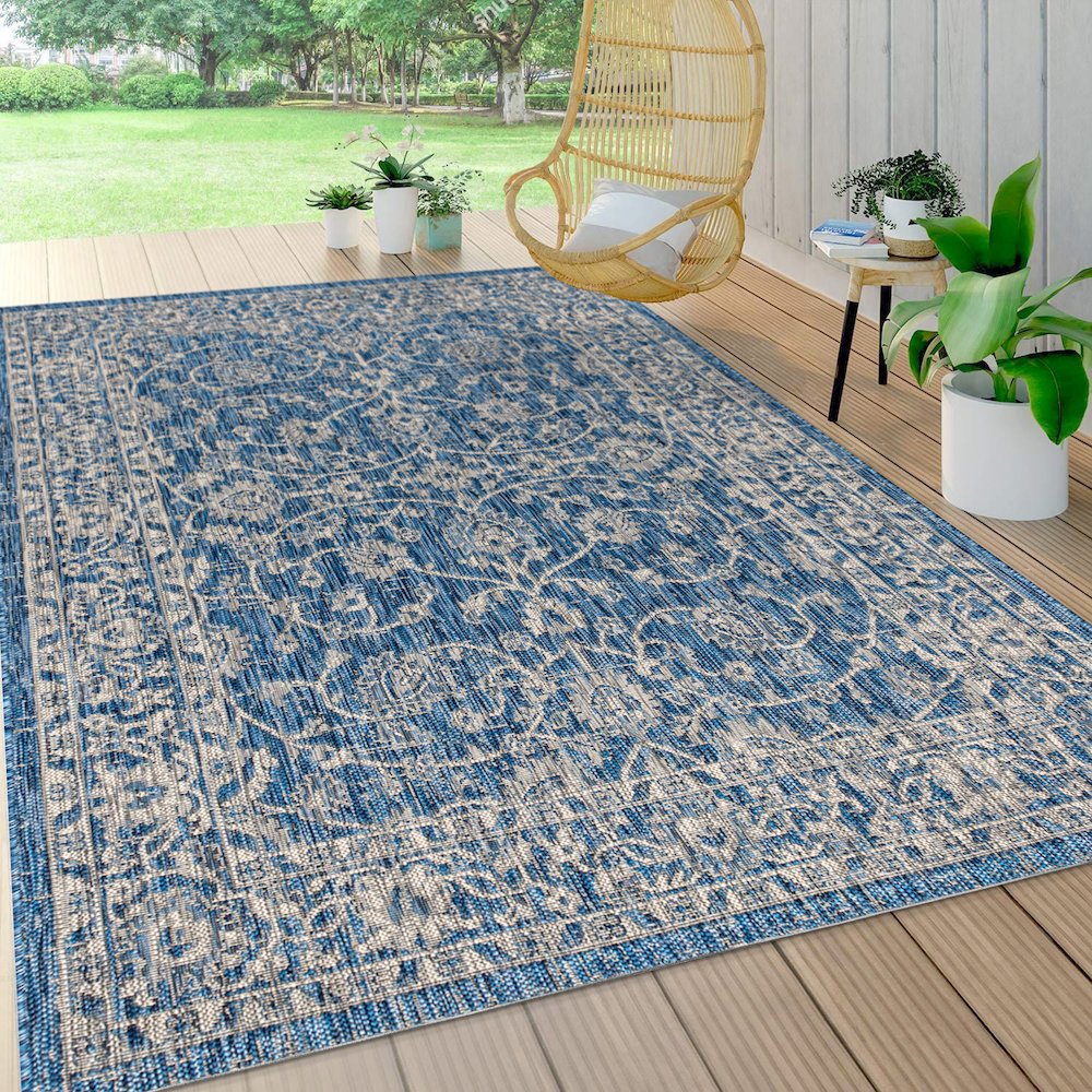 Palazzo Vine And Border Textured Weave Indoor/Outdoor Area Rug. Picture 5