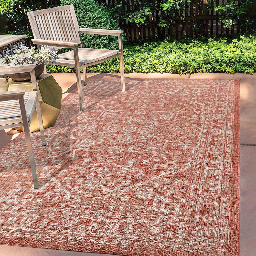 Malta Bohemian Medallion Textured Weave Indoor/Outdoor Area Rug. Picture 5