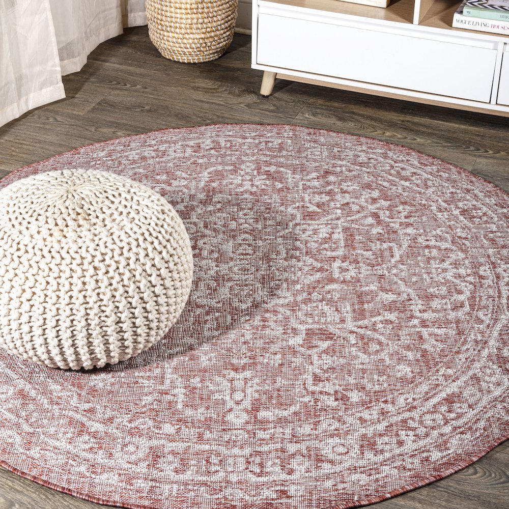 Malta Bohemian Medallion Textured Weave Indoor/Outdoor Area Rug. Picture 2