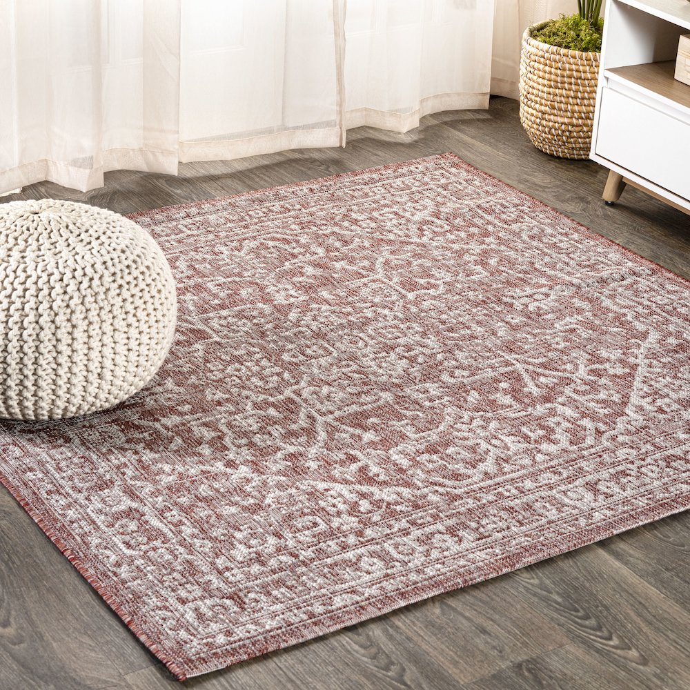 Malta Bohemian Medallion Textured Weave Indoor/Outdoor Area Rug. Picture 2