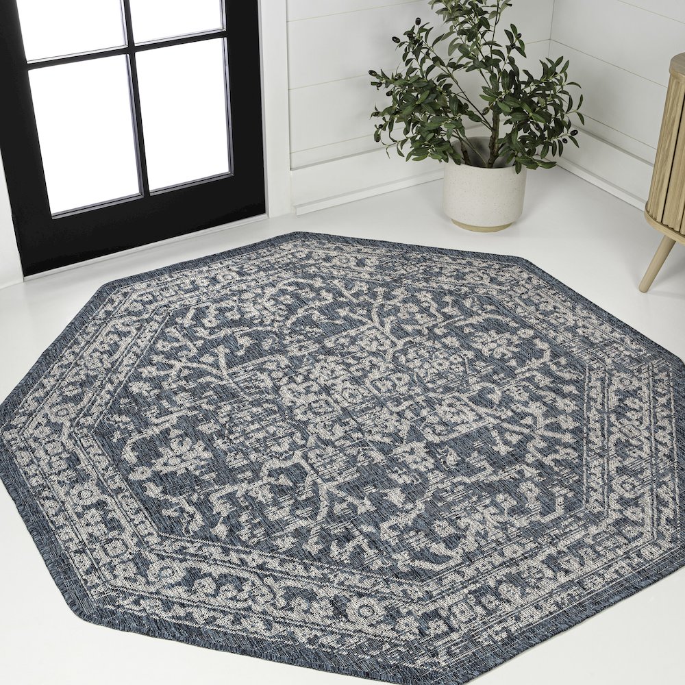 Malta Bohemian Medallion Textured Weave Red/Taupe Indoor/Outdoor Area Rug. Picture 2