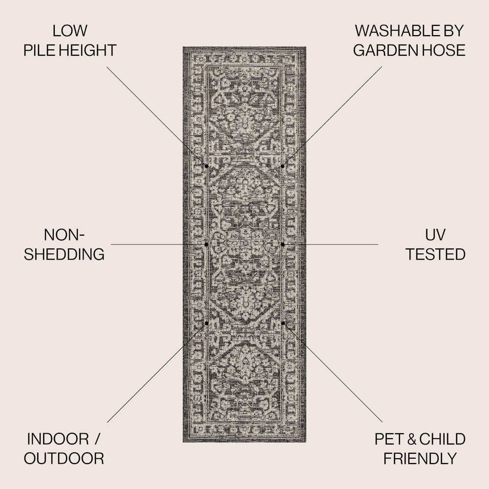 Malta Bohemian Medallion TetuWeaveIndoor/Outdoor Runner Rug. Picture 2