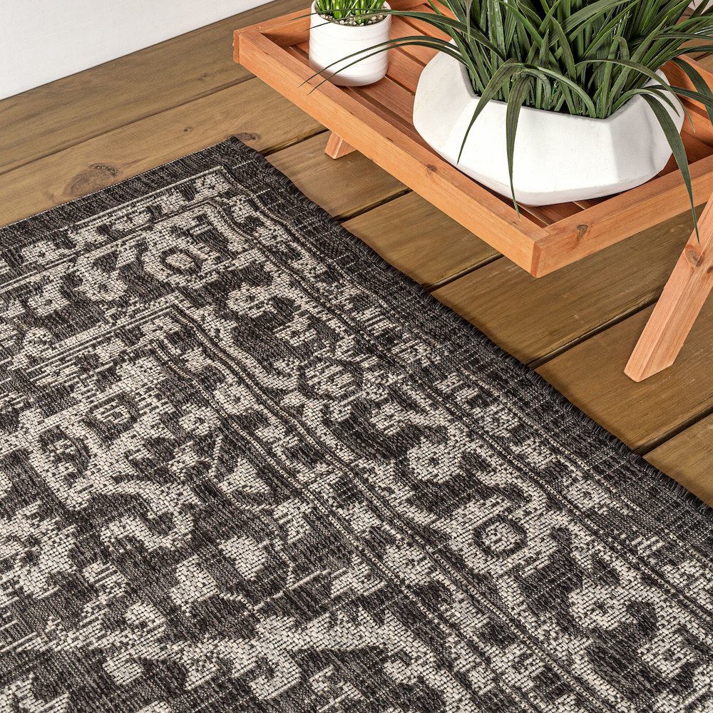 Malta Bohemian Medallion Textured Weave Indoor/Outdoor Area Rug. Picture 5